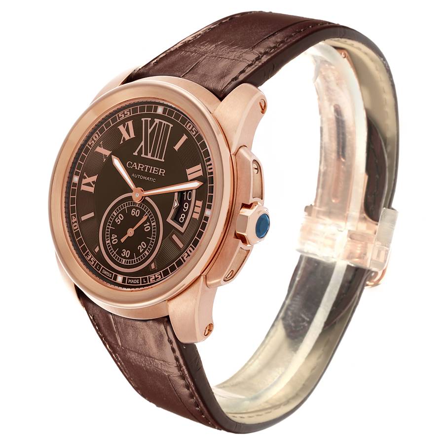 Cartier Calibre Rose Gold Brown Dial Automatic Mens Watch W7100007
