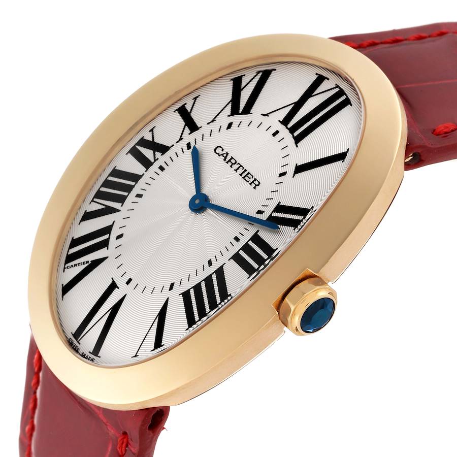 Cartier Baignoire Large 18k Yellow Gold Silver Dial Ladies Watch W8000013