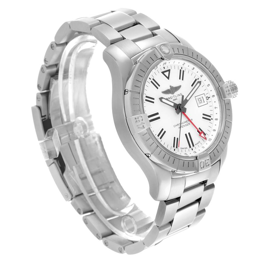 Breitling Avenger GMT White Dial Steel Mens Watch A32397