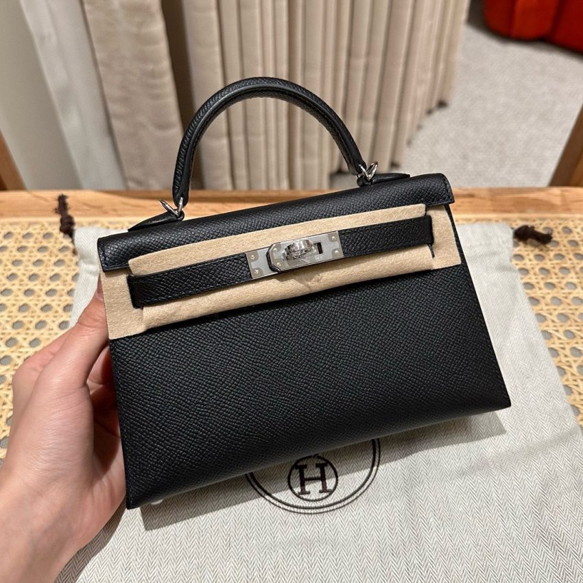 Replica Hermès Kelly Black Epsom Silver