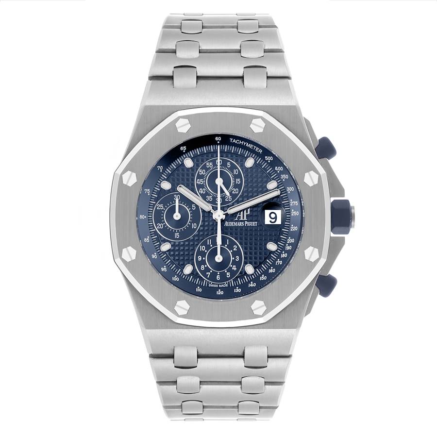 Audemars Piguet Royal Oak Offshore Chronograph Blue Dial Steel Mens Watch 26237ST