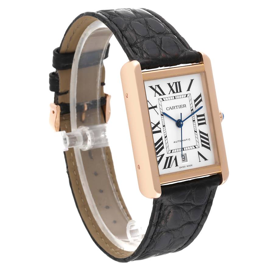 Cartier Tank Solo XL Rose Gold Silver Dial Mens Watch W5200026