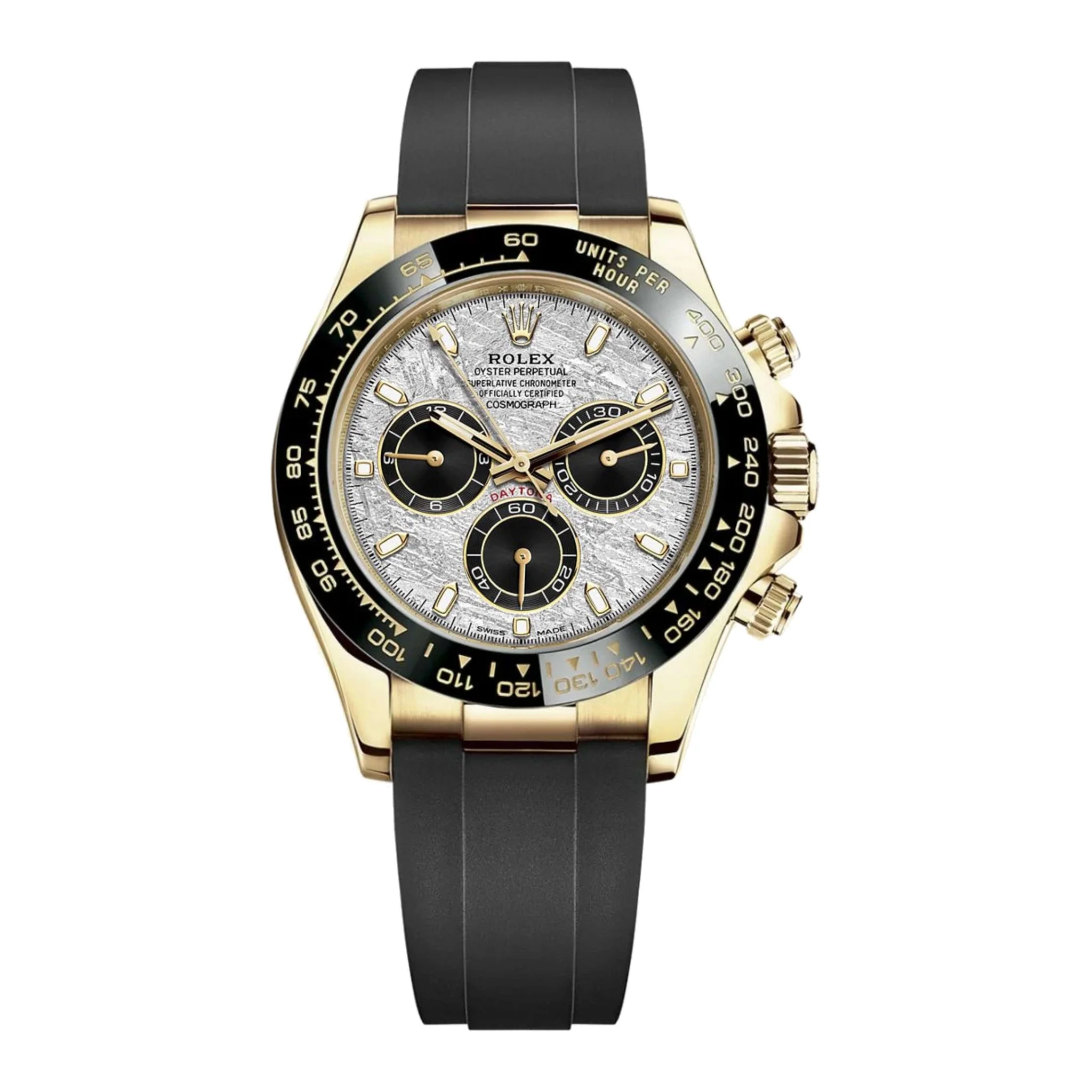 Rolex Daytona Ceramic Cosmograph Daytona 40 Watch Meteorite Black Index Dial Oysterflex Everose Gold/White Gold/ Yellow Gold Ref #116519-0038 /Ref #116518LN-0076 / Ref #116519-0055