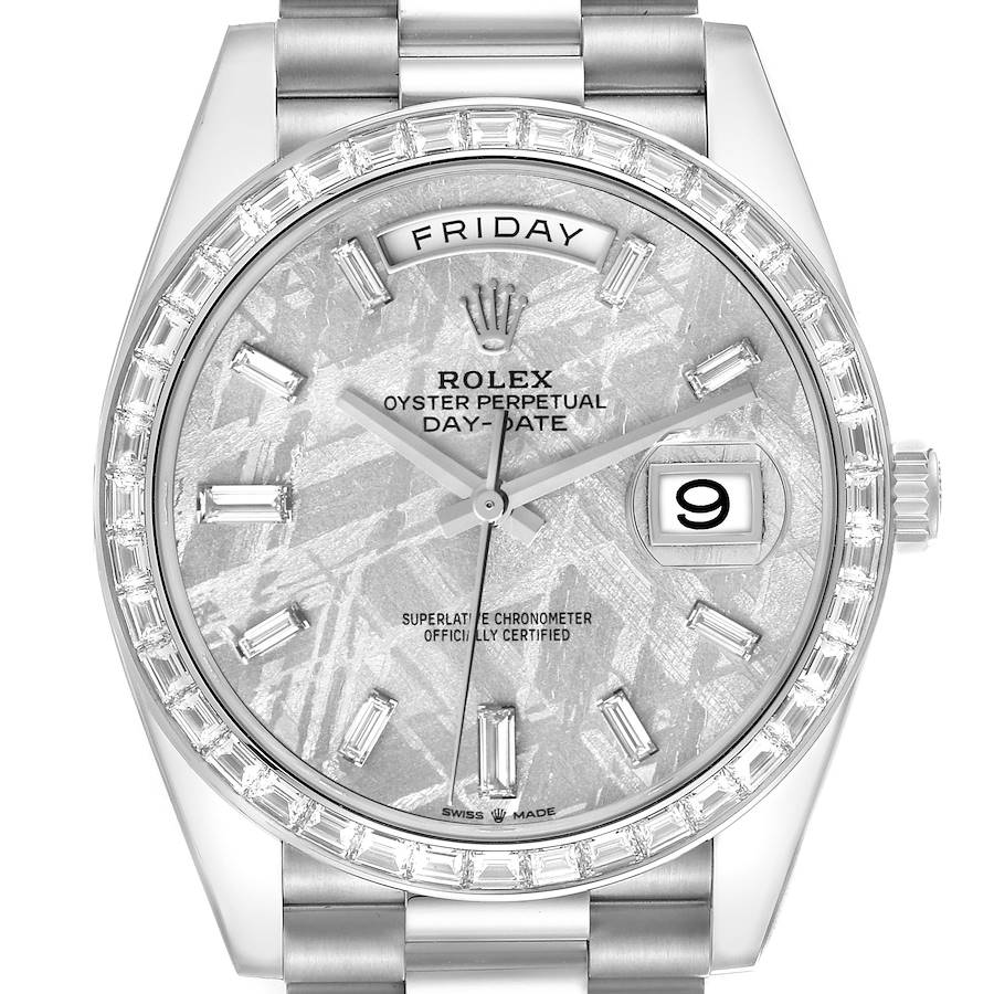Rolex Day-Date 40 President Platinum Meteorite Diamond Mens Watch 228396
