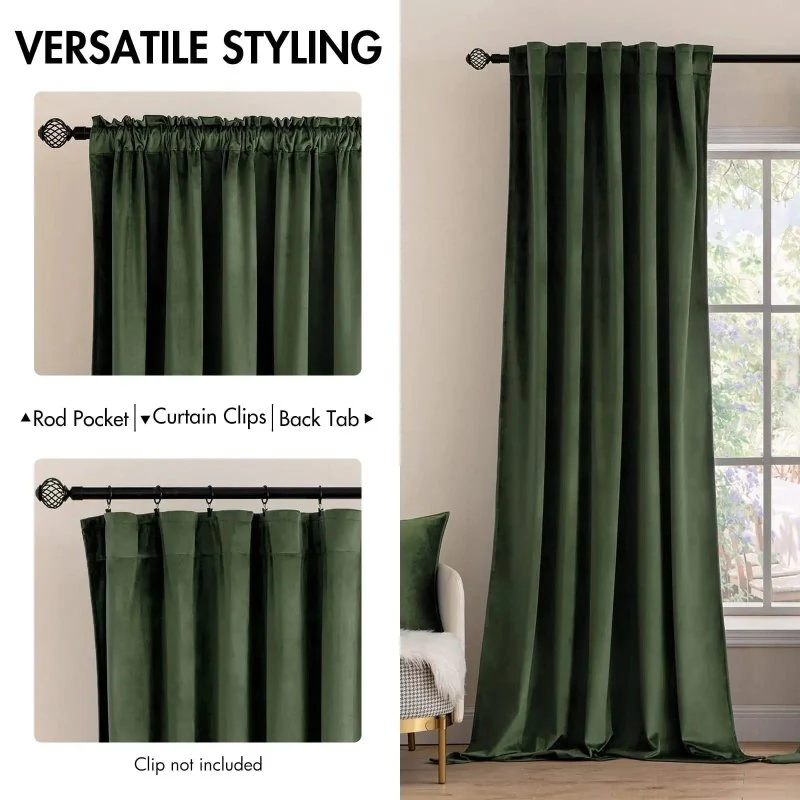 Custom Velvet Luxury Blackout Curtains  (2 Panels) - Back Tab & Rod Pocket