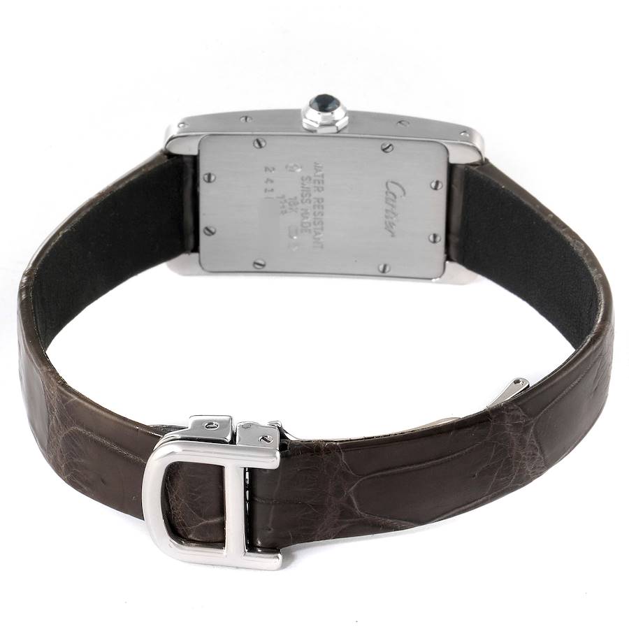 Cartier Tank Americaine Grey Dial White Gold Ladies Watch W2605129