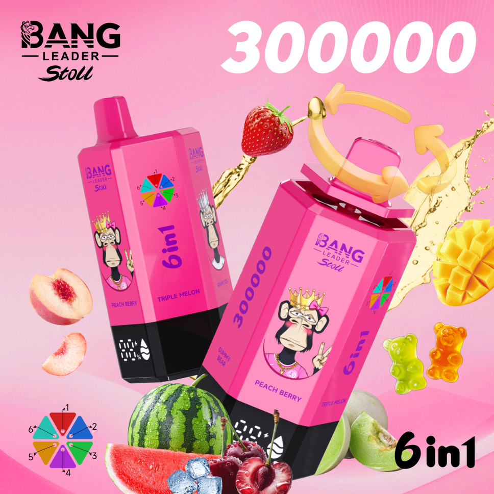 Bang Leader Stoll 300K Puffs 6-in-1 Prefilled Vape Device - 6 Flavours, Rechargeable, 650mAh