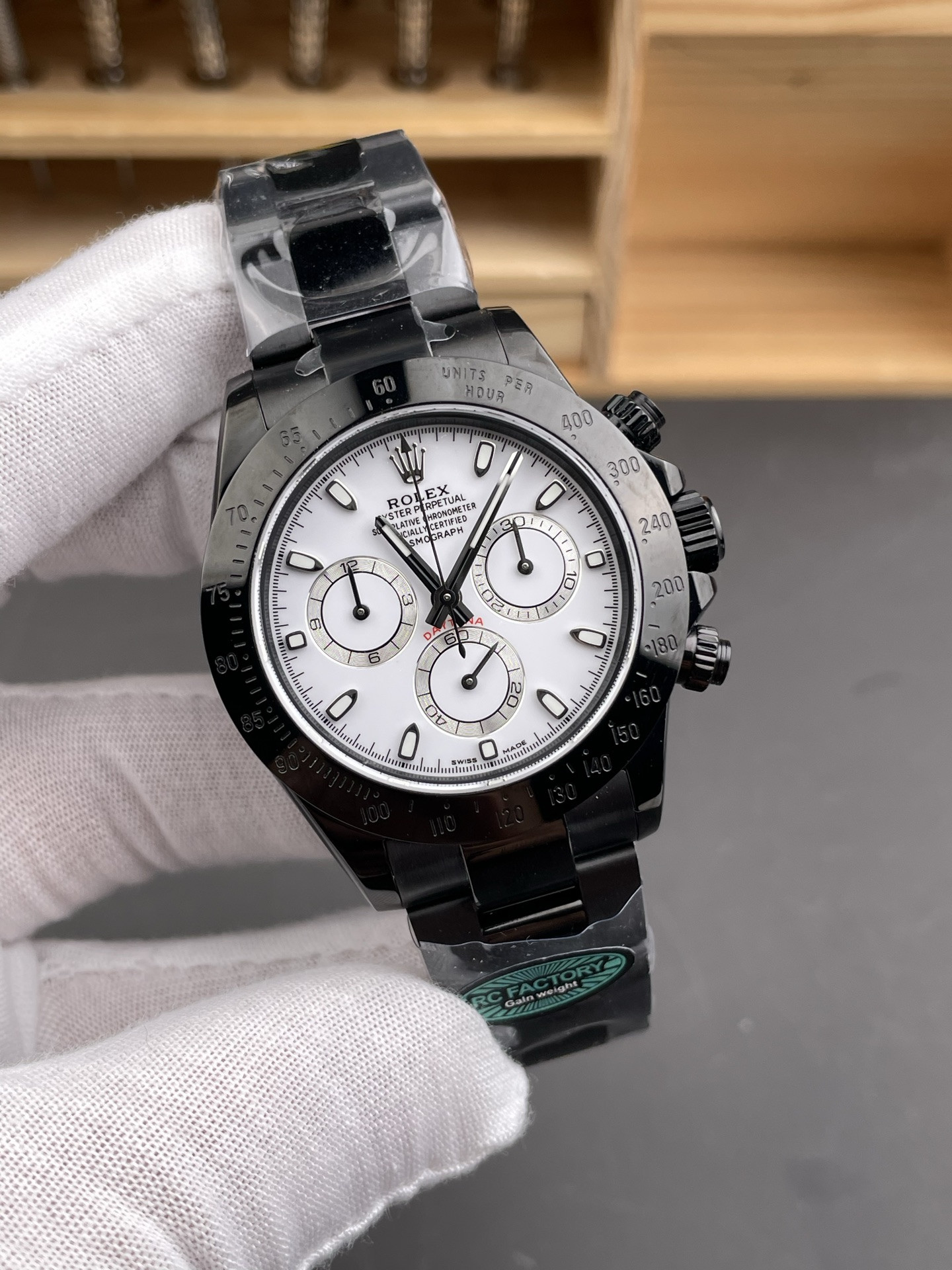 White Dial Black Steel Daytona