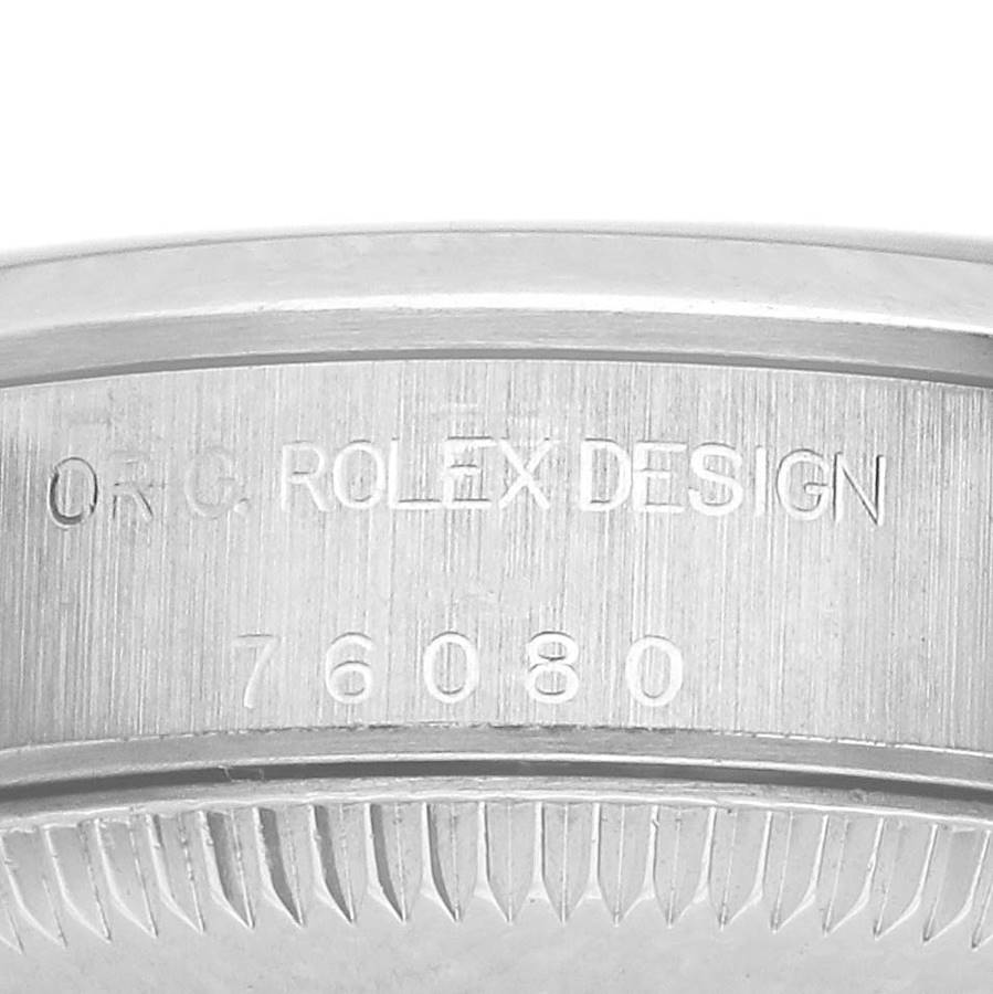 Rolex Oyster Perpetual White Roman Dial Smooth Bezel Steel Ladies Watch 76080