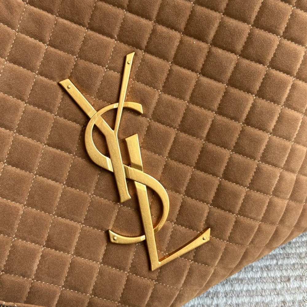 Saint Laurent Large Tote Bag In Suede Brown 36cm