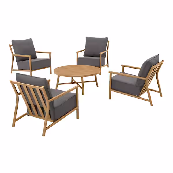 5-Piece Metal Patio Conversation Set with CushionGuard Charcoal Cushions