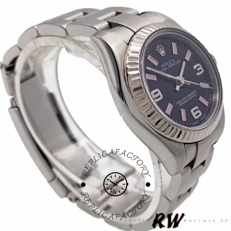 Rolex Oyster Perpetual 176234 Black Dial Fluted Bezel 26MM Lady Replica Watch