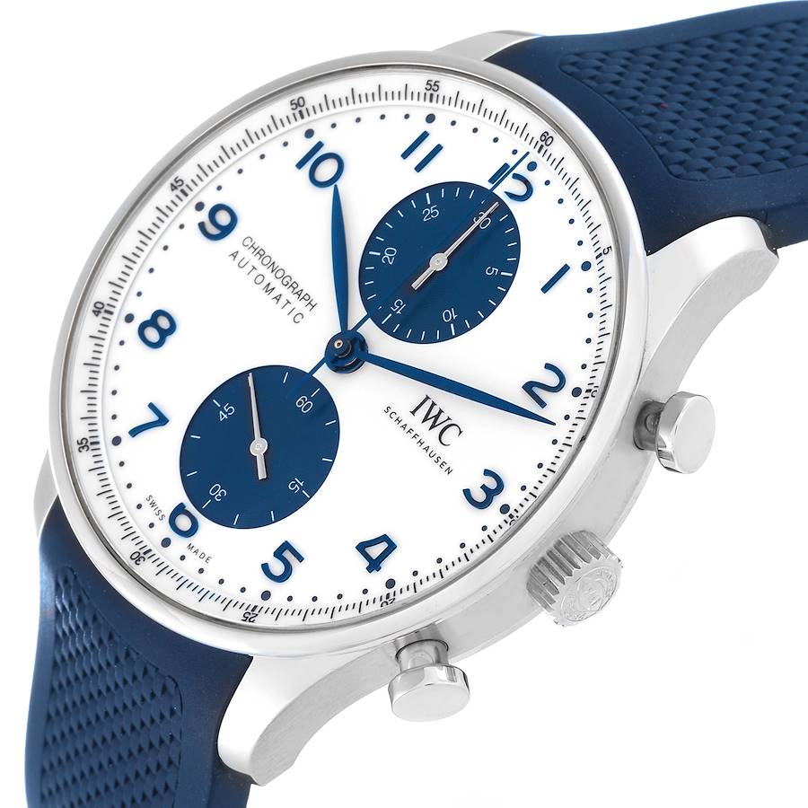 IWC Portuguese Chronograph White Dial Steel Mens Watch IW371620