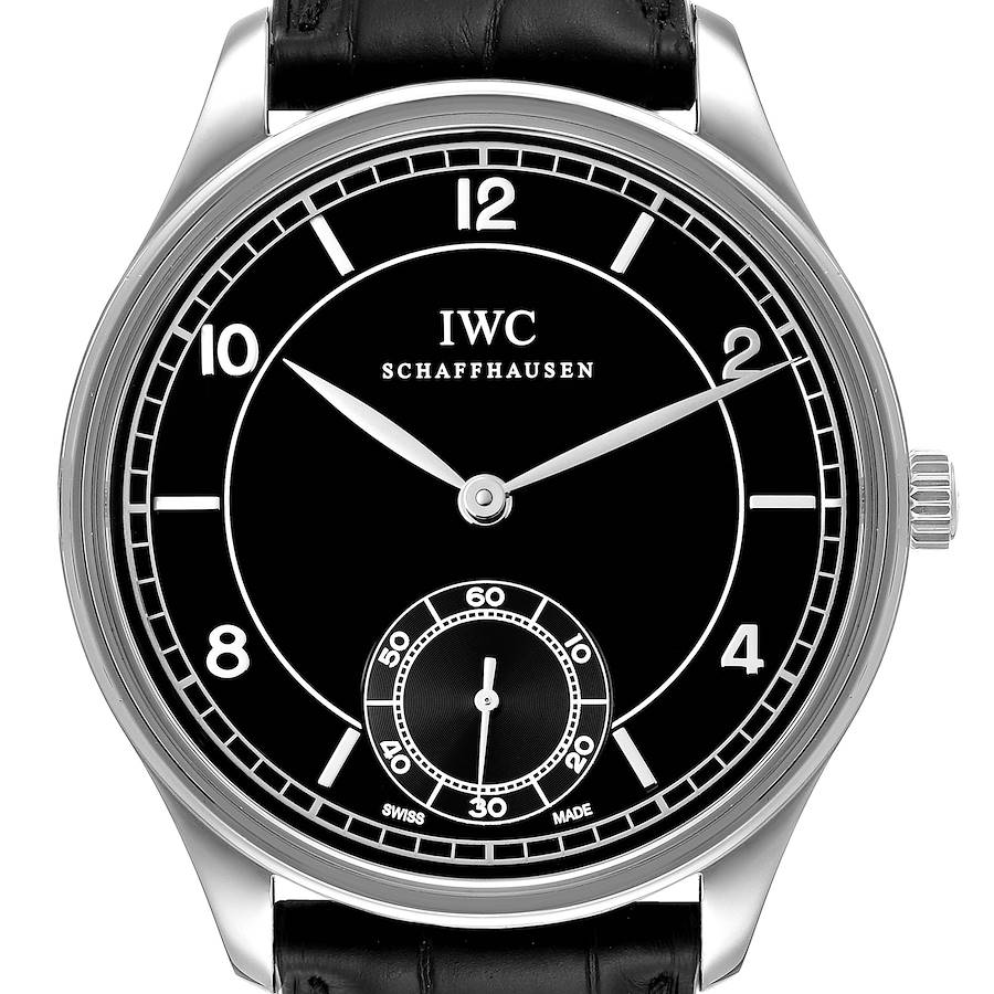 IWC Portuguese Black Dial Vintage Style Steel Mens Watch IW544501