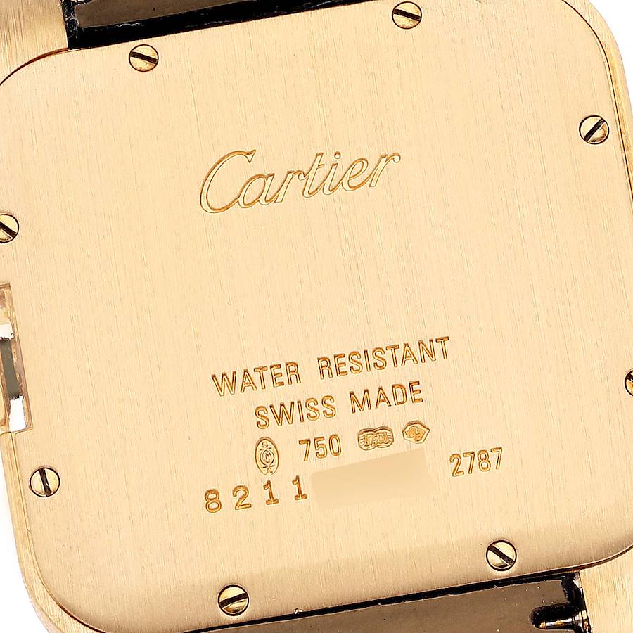 Cartier Santos Dumont Yellow Gold Silver Dial Mens Watch WH100351