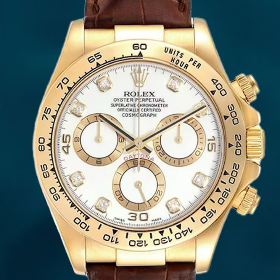 ROLEX - 40mm 18kt Gold DAYTONA White Strap MOP Diamond Dial 116518