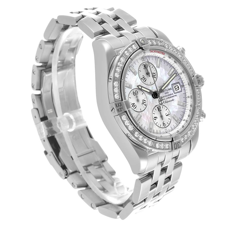 Breitling Chronomat Evolution MOP Dial Diamond Steel Mens Watch A13356