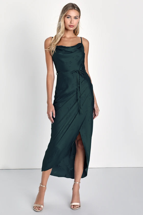 Women Casual Holidays Summer Halter Satin Belt Slit Dress（Processing time need 3-6 days）