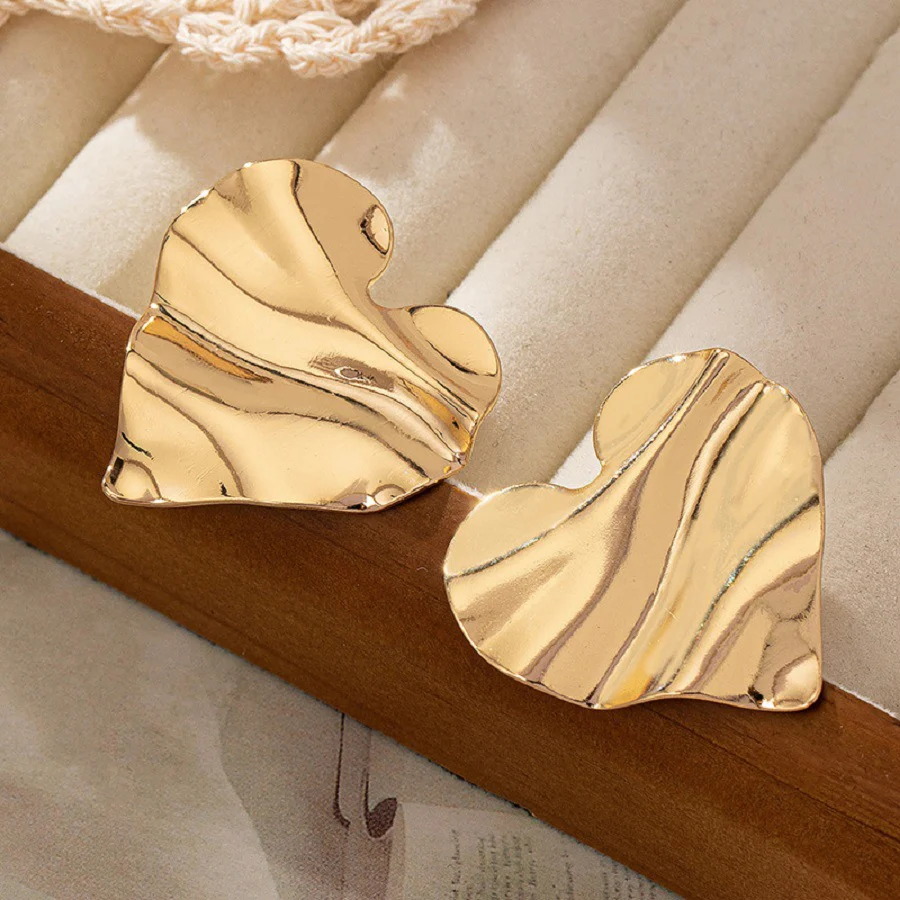 Megalook Irregular Gold Heart-Shaped Earrings(Not Shipped Separately)