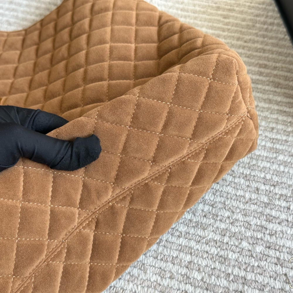 Saint Laurent Large Tote Bag In Suede Brown 36cm