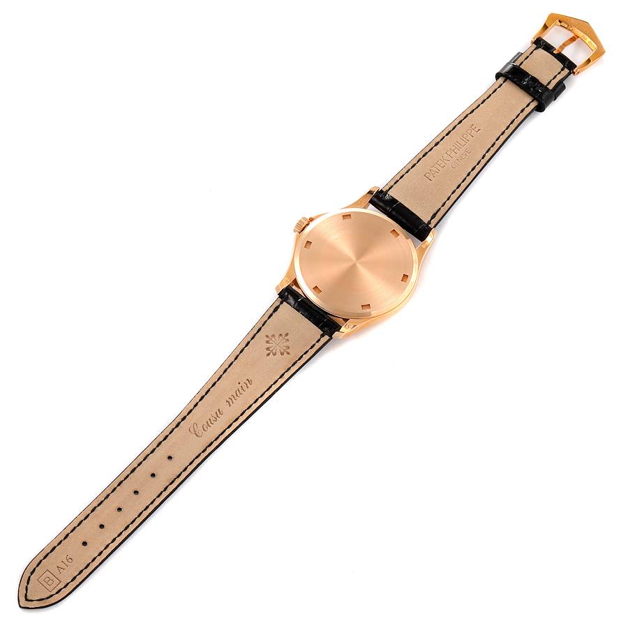 Patek Philippe Calatrava 18k Rose Gold White Dial Mens Watch 5115 Papers