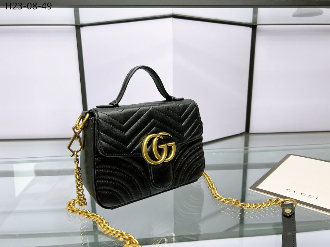 Gucci Gg Marmont Mini Top Handle Bag Black 20Cm ‎547260 Dtdit 1000