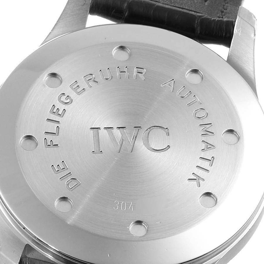IWC Mark XV Spitfire Silver Dial Black Strap Steel Mens Watch IW325313