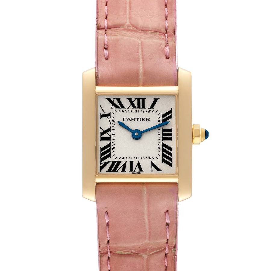 Cartier Tank Francaise Yellow Gold Pink Strap Ladies Watch W5000256