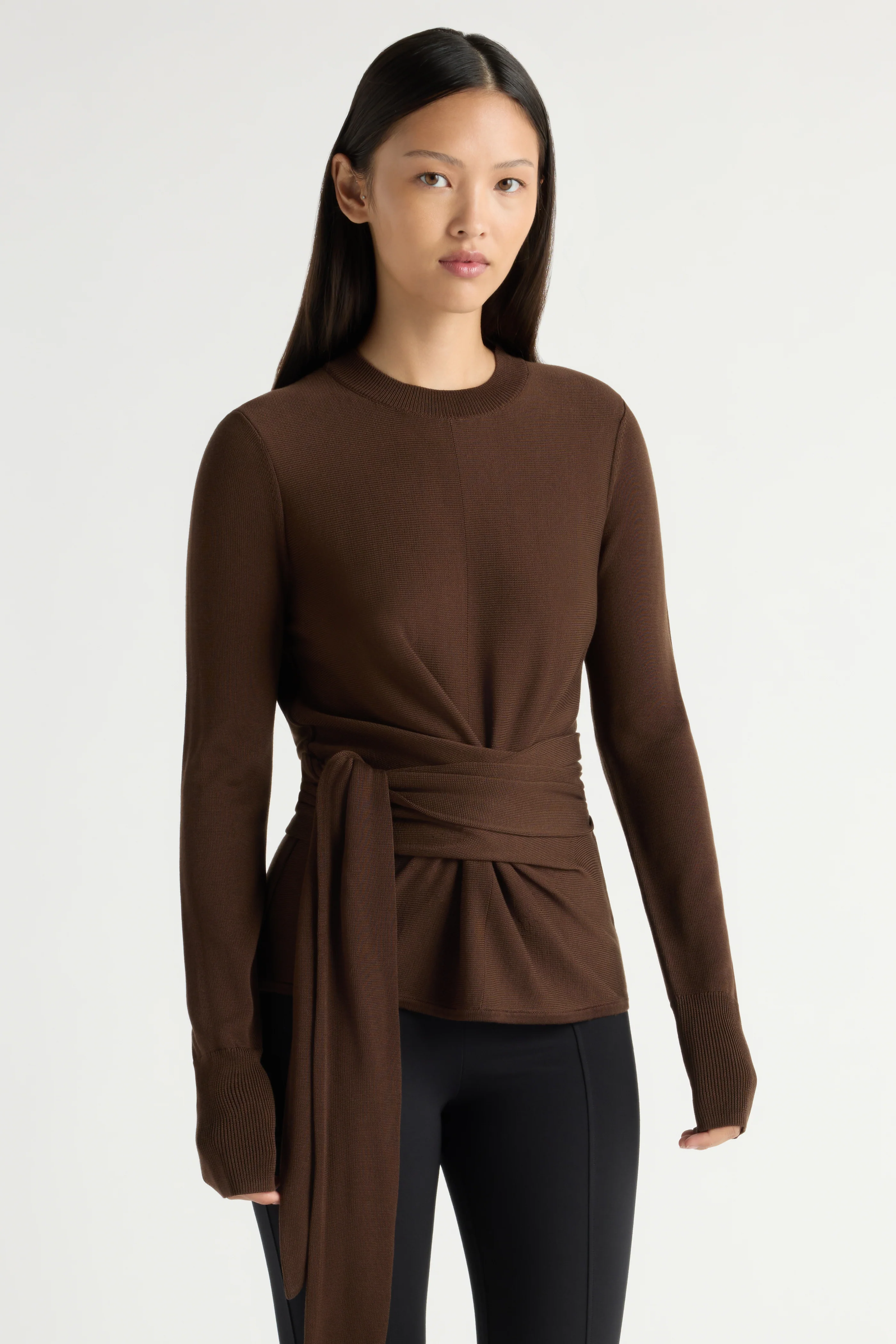 Robin Tie-Front Tencel-Wool Sweater