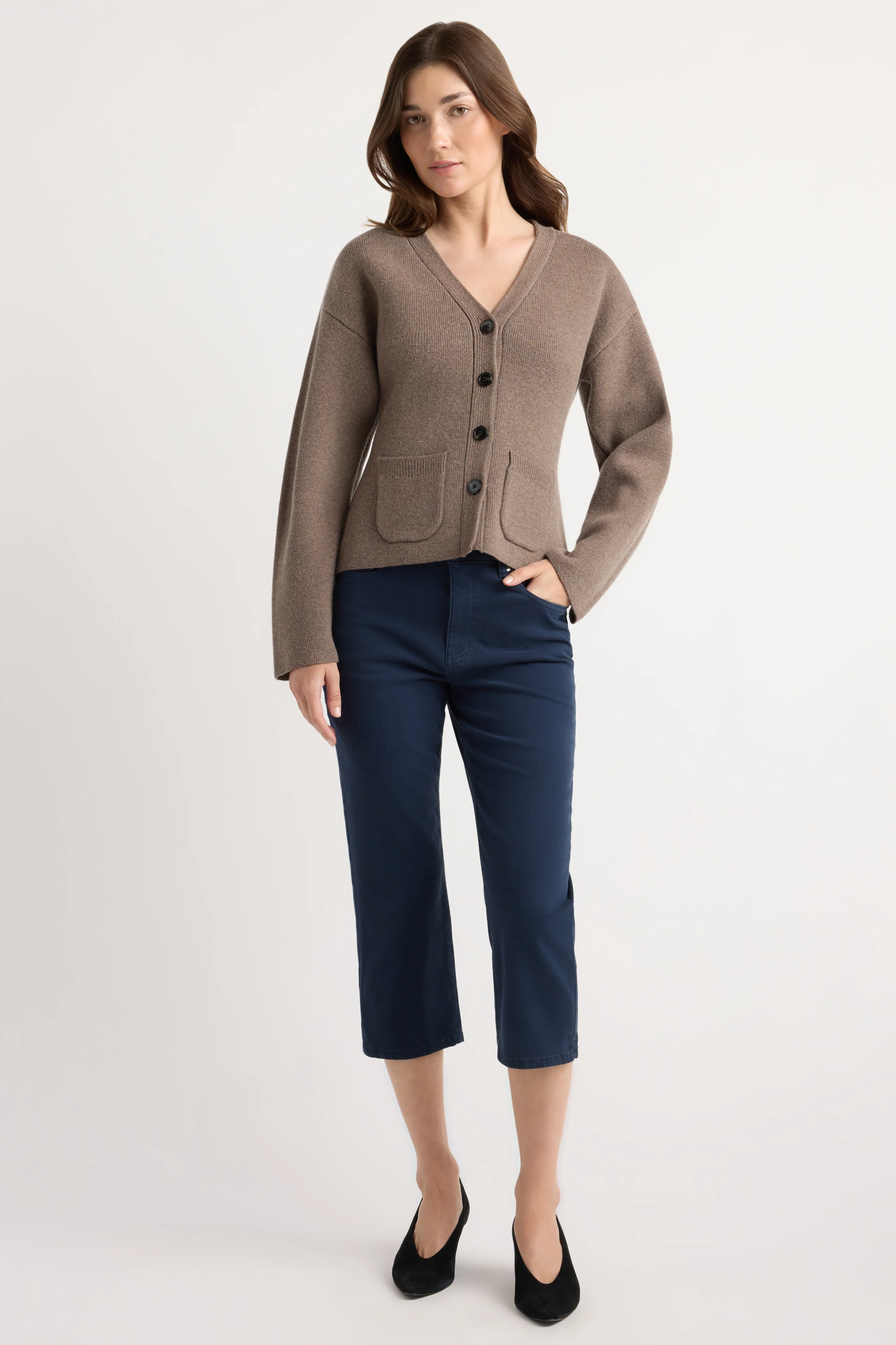 Elinor Organic Cotton-Wool V-Neck Cardigan