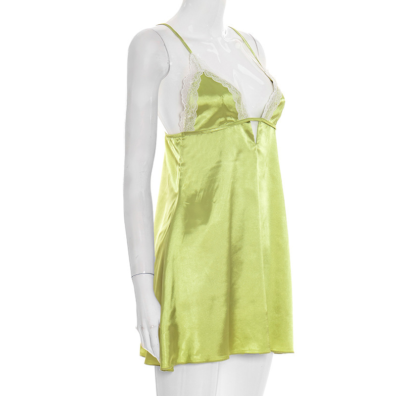 Women Sexy Lace Mini Halter Dress