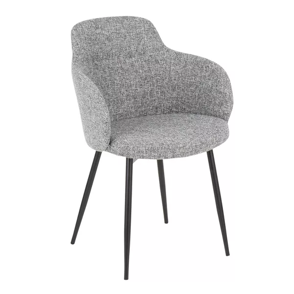 Modern Fabric Dining Chair Set with Black Metal Legs