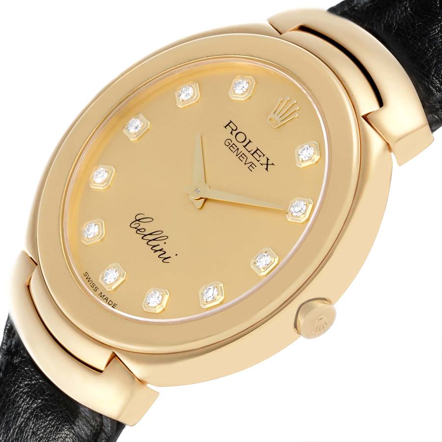 Rolex Cellini Yellow Gold Champagne Diamond Dial Mens Watch 6623