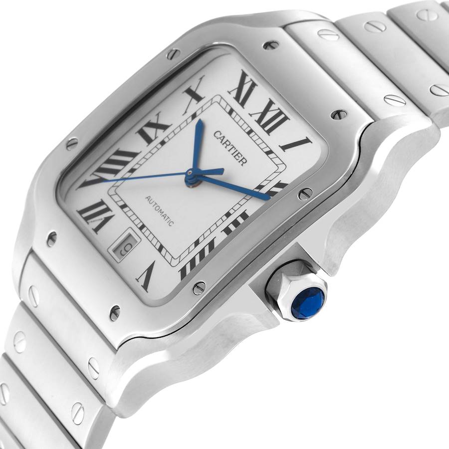 Cartier Santos Large Silver Dial Steel Mens Watch WSSA0009