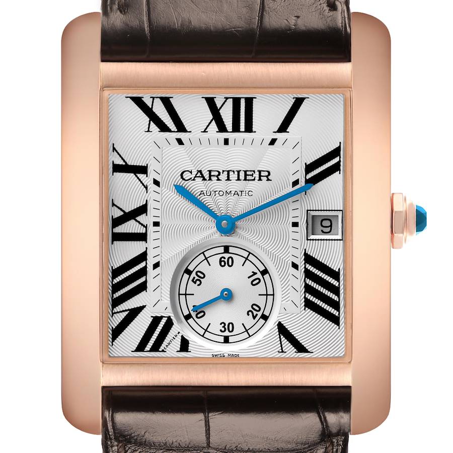 Cartier Tank MC Rose Gold Silver Dial Mens Watch W5330001