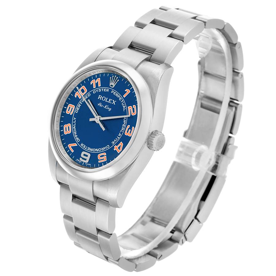 Rolex Air King Blue Concentric Dial Steel Mens Watch 114200