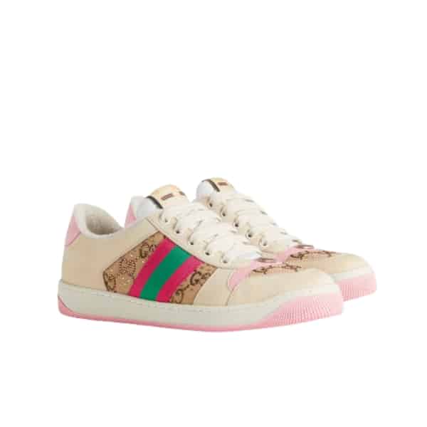 Gucci Women’s Screener Sneaker With Crystals Pink 677423 9SFR0 25
