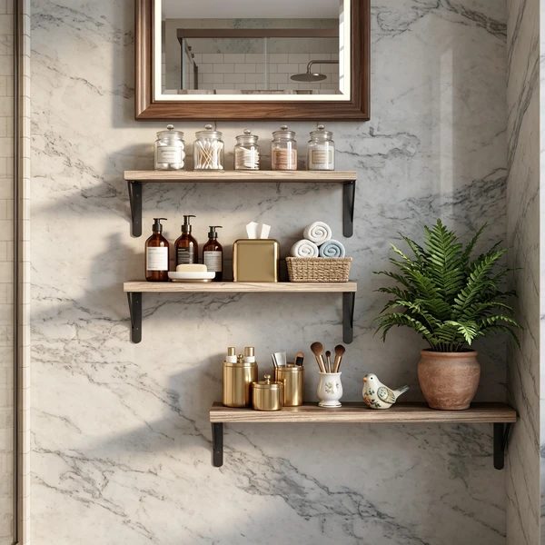 Floating Shelves Wall Mounted Set of 4 Rustic