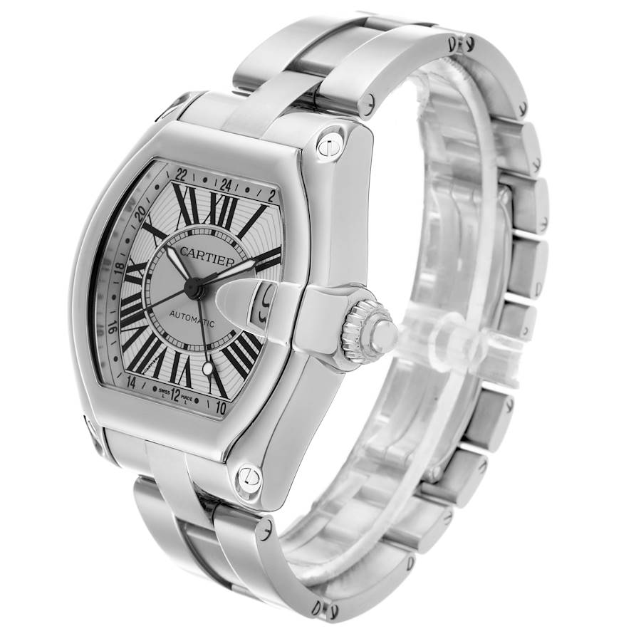 Cartier Roadster GMT Silver Dial Steel Mens Watch W62032X6