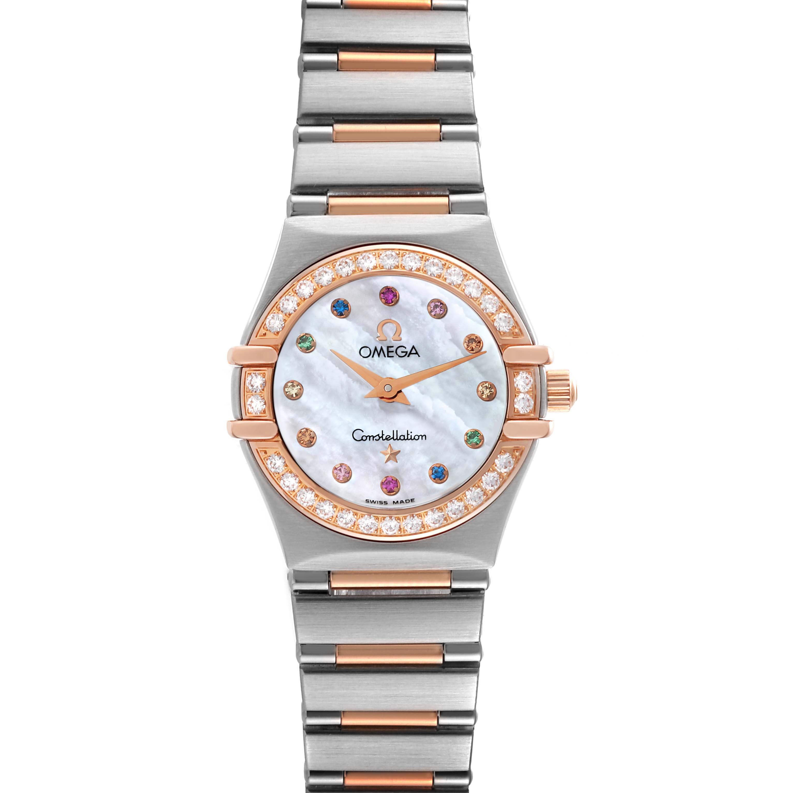 Omega Constellation Steel Rose Gold MOP Diamond Ladies Watch 22.5 MM 1360.79.00