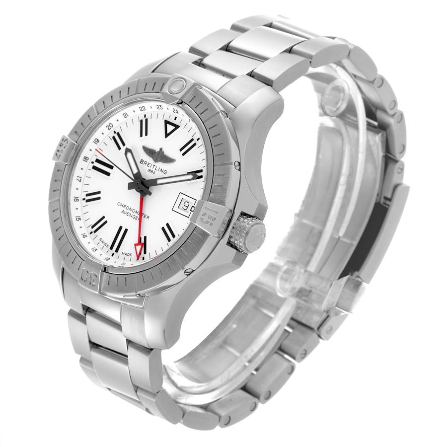 Breitling Avenger GMT White Dial Steel Mens Watch A32397