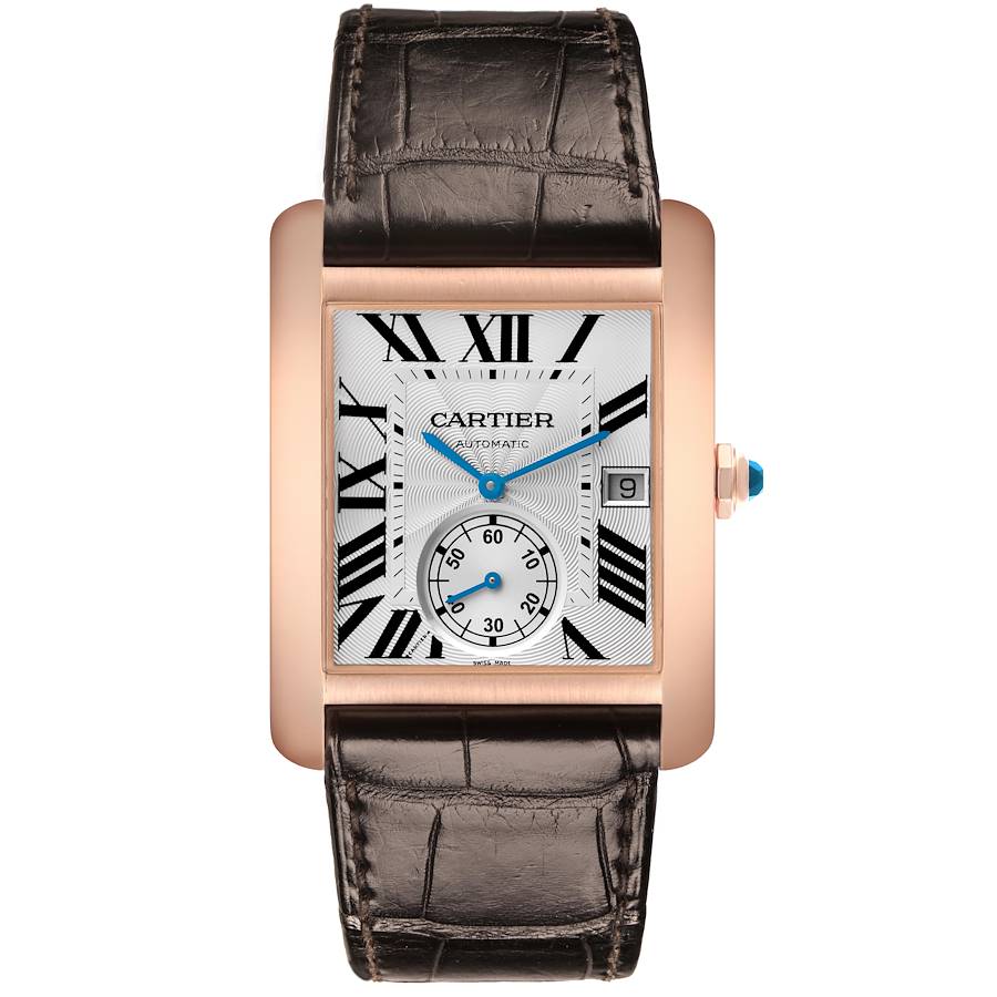 Cartier Tank MC Rose Gold Silver Dial Mens Watch W5330001