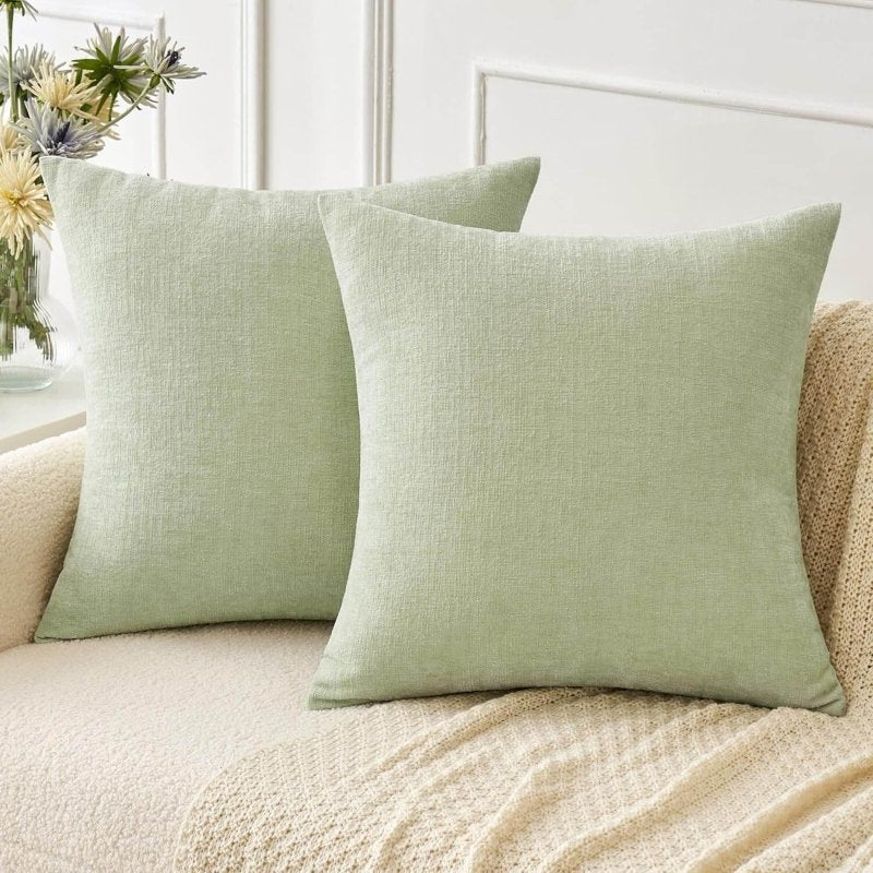 Soft Chenille Solid Dyed Pillow Covers (Pack of 2)
