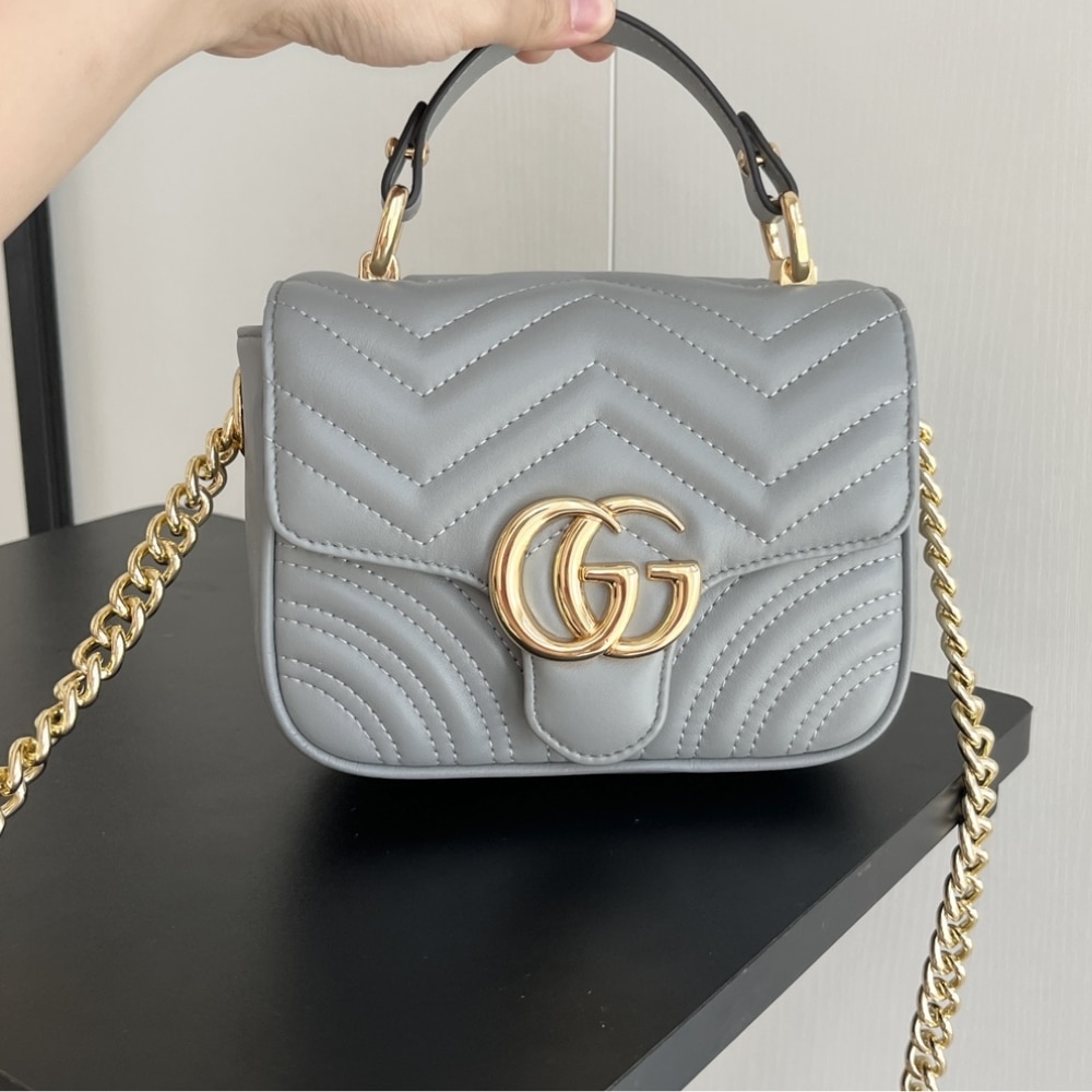 Gucci Gg Marmont Mini Shoulder Bag Grey 17cm