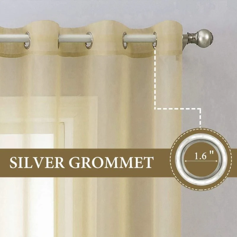 Solid Sheer Curtains Elegant Grommet Window Voile Panels Drapes Treatment 2 Panels