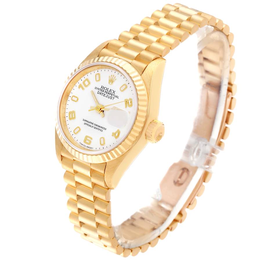 Rolex President Datejust 26 Yellow Gold White Dial Ladies Watch 69178