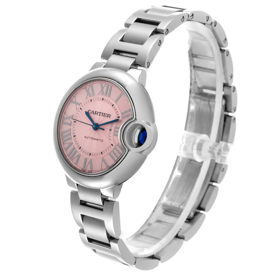 Cartier Ballon Bleu 33 Midsize Steel Pink Dial Ladies Watch W6920100