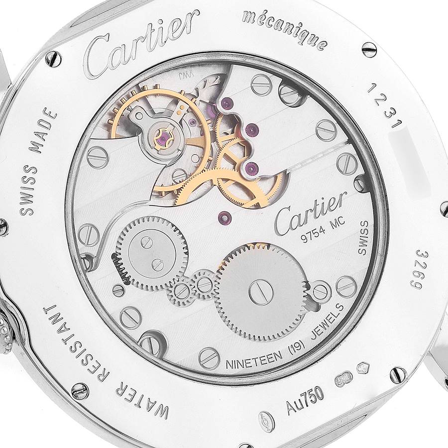 Cartier Ronde Louis White Gold Diamond Bezel Mens Watch WR007002
