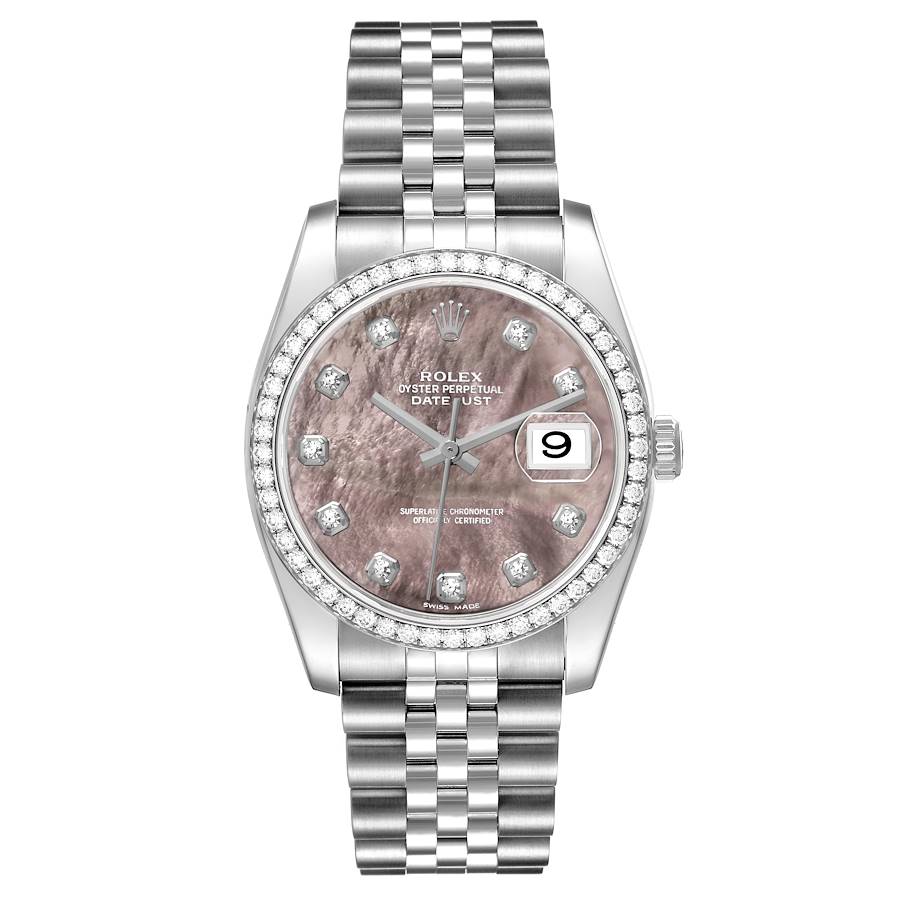 Rolex Datejust MOP Diamond White Gold Steel Mens Watch 116244