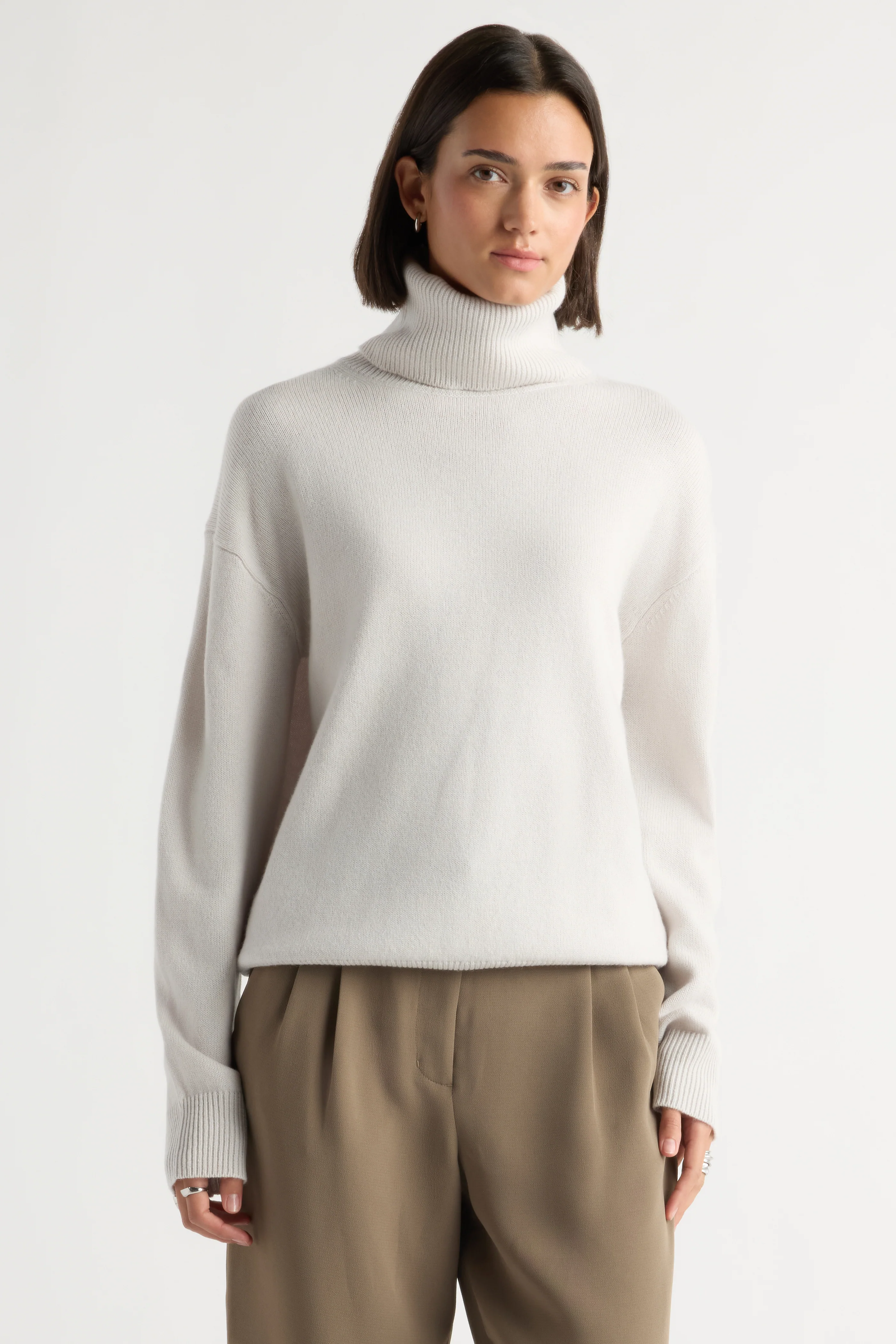 Miro Wool-Cashmere Tunic Turtleneck Sweater
